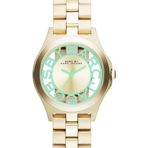 Buy Shop Marc Jacobs Henry Gold Dial Gold Steel Strap Watch for Women - MBM3295 USA Online