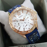 Buy Shop Guess Swirl Analog Quartz White Dial Blue Rubber Strap Watch for Women - W1096L4 USA Online