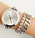 Buy Shop Michael Kors Slim Runway Silver Dial Silver Steel Strap Watch for Women - MK3279 USA Online