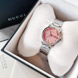 Gucci G Timeless Pink Dial Silver Steel Strap Watch For Women - YA126524