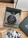 Buy Shop Guess Indovina Quartz Black Dial Black Leather Strap Watch For Men - W0040G9 USA Online
