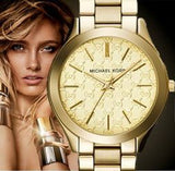 Buy Shop Michael Kors Slim Runway Gold Dial Gold Steel Strap Watch for Women - MK3335 USA Online