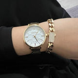 Buy Shop Michael Kors Addyson Three-Hand White Dial Gold Steel Strap Watch for Women - MK4712 USA Online