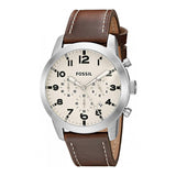 Buy Shop Fossil Pilot Chronograph White Dial Brown Leather Strap Watch for Men - FS5146 USA Online