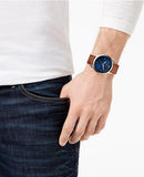 Buy Shop Fossil The Minimalist 3H Blue Dial Brown Leather Strap Watch for Men - FS5499 USA Online