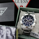 Buy Shop Guess Jolt Chronograph Blue Dial Silver Steel Strap Watch for Men - W0377G2 USA Online