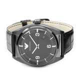 Buy Shop Emporio Armani Franco Black Dial Black Leather Strap Watch For Men - AR0368 USA Online