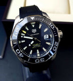 Buy Shop Tag Heuer Aquaracer Calibre 5 Automatic Black Dial Black Rubber Strap Watch for Men - WAY201A.FT6142 USA Online