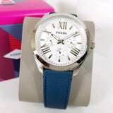 Buy Shop Fossil Cecile White Dial Blue Leather Strap Watch for Women - AM4531 USA Online
