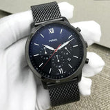 Buy Shop Fossil Neutra Chronograph Blue Dial Silver Mesh Bracelet Watch for Men - FS5383 USA Online