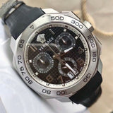 Buy Shop Versace Dylos Analog Black Dial Black Leather Strap Watch for Men - VQC010015 USA Online