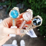 Buy Shop Michael Kors Petite Runway Mercer Blue Dial Gold Steel Strap Watch For Women - MK6673 USA Online