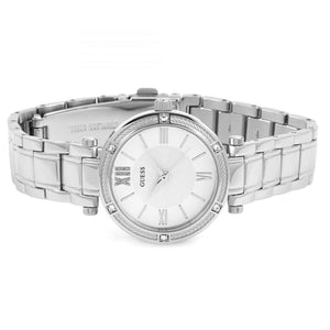 Buy Shop Guess Park Ave White Dial Silver Steel Strap Watch for Women - W0767L1 USA Online