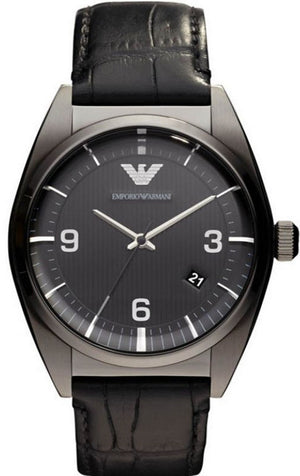 Buy Shop Emporio Armani Franco Black Dial Black Leather Strap Watch For Men - AR0368 USA Online