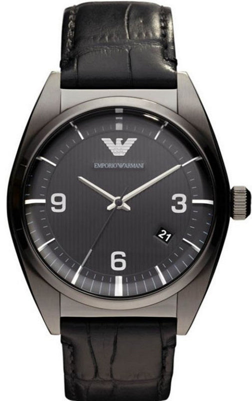 Buy Shop Emporio Armani Franco Black Dial Black Leather Strap Watch For Men - AR0368 USA Online