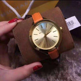 Buy Shop Michael Kors Runway Quartz Gold Dial Orange Leather Strap Watch For Women - MK2275 USA Online