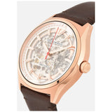 Buy Shop Emporio Armani Meccanico White Skeleton Dial Brown Leather Strap Watch For Men - AR60005 USA Online
