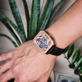Buy Shop Fossil Inscription Automatic Skeleton Rose Gold Dial Black Leather Strap Watch for Men - BQ2572 USA Online