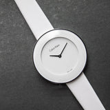 Calvin Klein Chic White Dial White Leather Strap Watch for Women - K7N23TK2