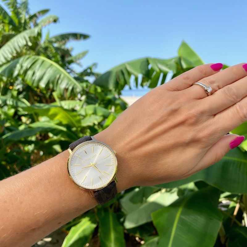 Buy Shop Michael Kors Pyper Quartz Silver Dial Brown Leather Strap Watch For Women - MK2857 USA Online