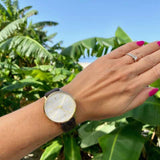 Buy Shop Michael Kors Pyper Quartz Silver Dial Brown Leather Strap Watch For Women - MK2857 USA Online