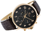 Tommy Hilfiger Daniel Black Dial Brown Leather Strap Watch for Men - 1710379