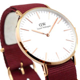 Buy Shop Daniel Wellington Classic Roselyn White Dial Maroon Nylon Strap Watch For Women - DW00100267 USA Online