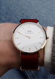 Buy Shop Daniel Wellington Classic Roselyn White Dial Maroon Nylon Strap Watch For Women - DW00100267 USA Online