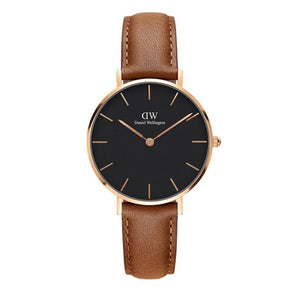 Buy Shop Daniel Wellington Classic Petite Durham Black Dial Brown Leather Strap Watch For Women - DW00100166 USA Online