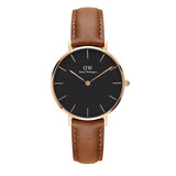 Buy Shop Daniel Wellington Classic Petite Durham Black Dial Brown Leather Strap Watch For Women - DW00100166 USA Online
