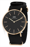 Buy Shop Daniel Wellington Classic Cornwall Black Dial Black Nylon Strap Watch For Women - DW00100148 USA Online