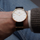 Buy Shop Daniel Wellington Classic Cornwall White Dial Black Nylon Strap Watch For Men - DW00100257 USA Online
