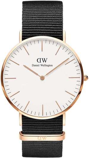 Buy Shop Daniel Wellington Classic Cornwall White Dial Black Nylon Strap Watch For Men - DW00100257 USA Online