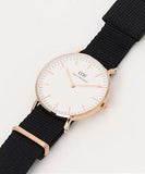Buy Shop Daniel Wellington Classic Cornwall White Dial Black Nylon Strap Watch For Women - DW00100259 USA Online