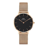 Buy Shop Daniel Wellington Classic Melrose Black Dial Rose Gold Mesh Bracelet Watch For Women - DW00100161 USA Online