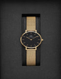 Buy Shop Daniel Wellington Classic Petite Black Dial Gold Mesh Bracelet Watch For Women - DW00100347 USA Online
