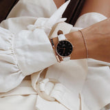Buy Shop Daniel Wellington Classic Petite Bondi Black Dial White Leather Strap Watch For Women - DW00100283 USA Online