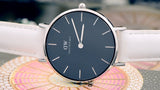 Buy Shop Daniel Wellington Classic Petite Bondi Black Dial White Leather Strap Watch For Women - DW00100284 USA Online