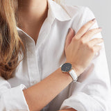 Buy Shop Daniel Wellington Classic Petite Bondi Black Dial White Leather Strap Watch For Women - DW00100285 USA Online