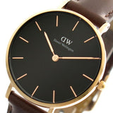 Buy Shop Daniel Wellington Classic Petite Bristol Black Dial Brown Leather Strap Watch For Women - DW00100165 USA Online