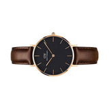 Buy Shop Daniel Wellington Classic Petite Bristol Black Dial Brown Leather Strap Watch For Women - DW00100165 USA Online