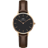 Buy Shop Daniel Wellington Classic Petite Bristol Black Dial Brown Leather Strap Watch For Women - DW00100165 USA Online