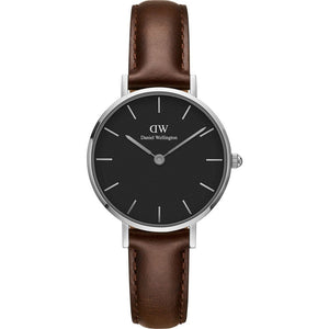 Buy Shop Daniel Wellington Classic Petite Bristol Black Dial Brown Leather Strap Watch For Women - DW00100233 USA Online