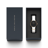 Buy Shop Daniel Wellington Classic Petite Dover Black Dial White NATO Strap Watch For Women - DW001000314 USA Online