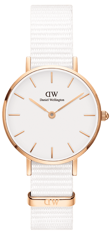 Buy Shop Daniel Wellington Classic Petite Dover White Dial White Nylon Strap Watch For Women - DW00100313 USA Online