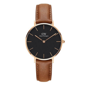 Buy Shop Daniel Wellington Classic Petite Durham Black Dial Brown Leather Strap Watch For Women - DW00100166 USA Online