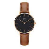 Buy Shop Daniel Wellington Classic Petite Durham Black Dial Brown Leather Strap Watch For Women - DW00100166 USA Online