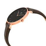 Buy Shop Daniel Wellington Classic Petite York Black Dial Brown Leather Strap Watch For Women - DW00100170 USA Online