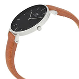Buy Shop Daniel Wellington Petite Sterling Black Dial Brown Leather Strap Watch For Women - DW00100178 USA Online