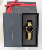 Buy Shop Daniel Wellington Classic Petite Evergold Black Dial Gold Mesh Bracelet Watch For Women - DW00100349 USA Online